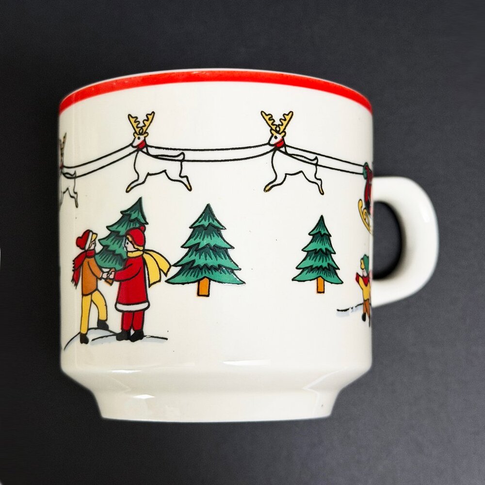 Set of 6 Vintage 1980s Jamestown China Coffee Mugs: The Joy of Christmas 1987 - Picture 4 of 8